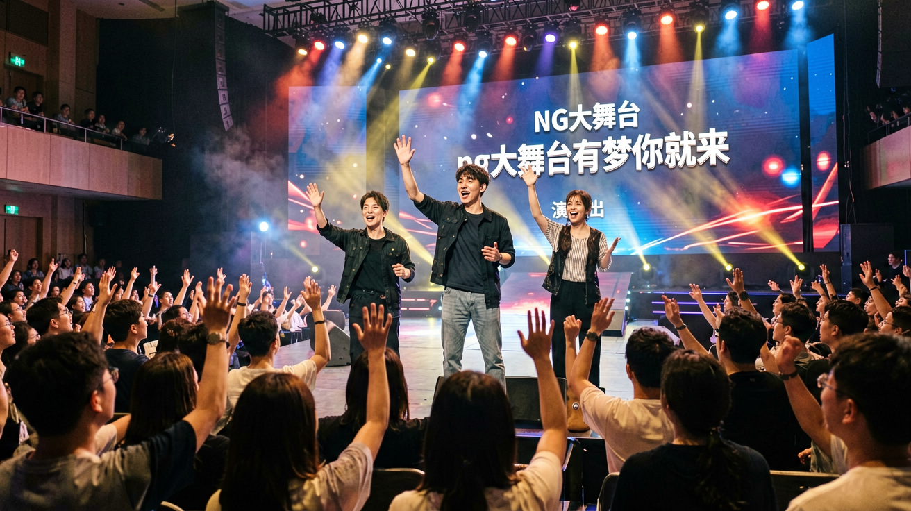 NG大舞台观众互动：台下观众与台上表演者挥手呼应